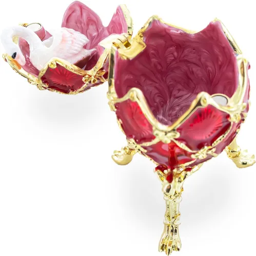 Vista 6 de BestPysanky 1906 Huevo de Pascua imperial real cisne en rojo