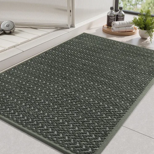 Vista 16 de AMOAMI Tapete de baño fino, súper absorbente, antideslizante, parte trasera de goma, tapetes de baño para baño, secado rápido, superficie
