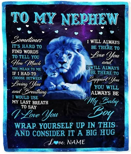Vista 42 de Manta personalizada con texto en inglés «To My Nephew from Aunt Uncle Auntie I Love You Hugs» (texto en inglés) con texto en inglés «To My Nephew»