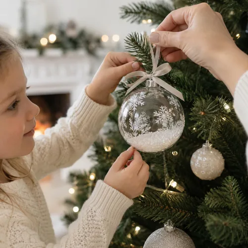 Vista 3 de Juego de 6 bolas de cristal transparente adornos de Navidad DIY Craft 3.25 pulgadas
