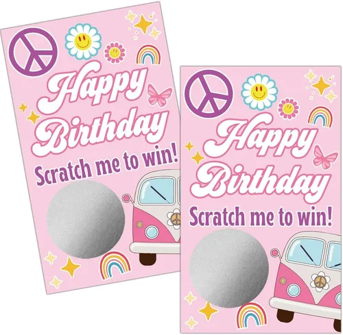 Vista 7 de Haizct 50 tarjetas rascadoras de feliz cumpleaños 40, juego retro para raspar de radio para amantes de la música, suministros de fiesta de regreso a