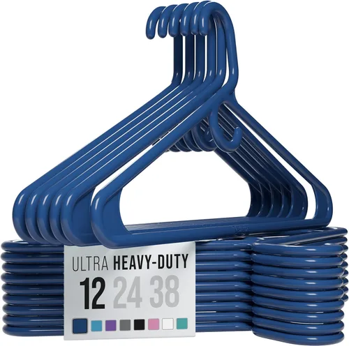 Vista 7 de NEATERIZE Perchas de ropa de plástico ultra resistentes - Aqua - Percha duradera para abrigos, trajes y ropa. Perchas De Ropa (Paquete de 12 - Aqua)