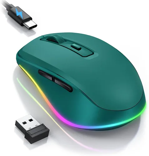 Vista 16 de PEIOUS Ratón Inalámbrico Jiggler – Ratones Inalámbricos LED con Jiggler Mover Integrado, Ratón Móvil Recargable para Computadora con Movimiento