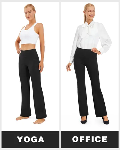 Vista 5 de AFITNE - Pantalones de yoga con corte de bota con bolsillos para mujer, de talle alto, pantalones de yoga para entrenamiento con control de abdomen