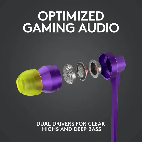 Vista 4 de Logitech G Auriculares para juegos 333 con controladores de audio duales, micrófono en línea y control de volumen, compatibles