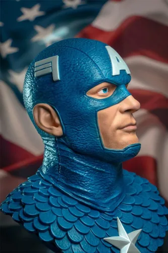 Vista 7 de Leyendas en 3-Dimensiones: Marvel Comics Capitán América 1: 2 Escala Busto, Multicolor