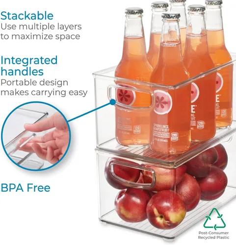Vista 4 de InterDesign iDesign - Contenedor organizador de plástico para refrigerador y congelador con asas integradas, 10 x 5 x 6 pulgadas, transparente