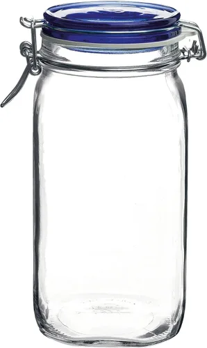 Vista 9 de Bormioli Rocco Fido – Tarro cuadrado con tapa azul, Transparente Azul (Blue Top)