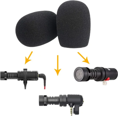 Vista 2 de SUNMON VideoMicro - Funda de espuma para parabrisas y filtro para micrófono Rode VideoMicro Me Mini-Shotgun (paquete de 2)
