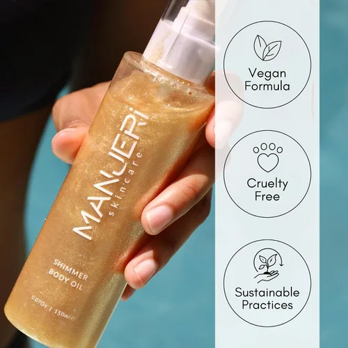 Vista 5 de Aceite corporal SunGlow Shine, iluminador de piel radiante, humectante ligero con sutil brillo, fórmula nutritiva e hidratante