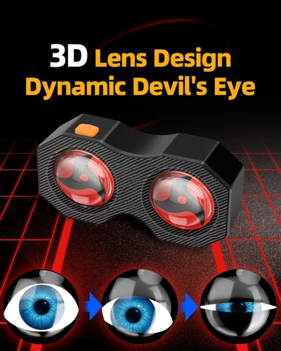 Vista 3 de Luz trasera de bicicleta de Demon Eyes mejorada 2026, luz trasera LED inteligente impermeable con 82 preajustes, ojos programables, luz trasera