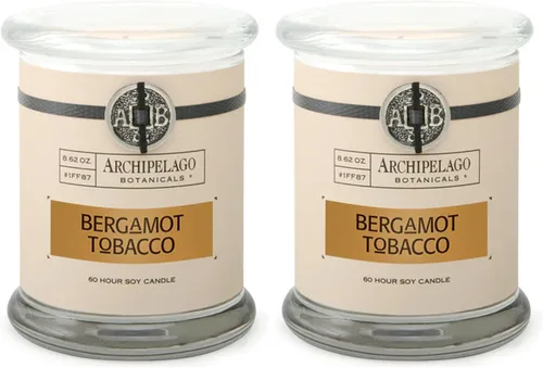 Vista 12 de Archipelago Botanicals Vela perfumada vertida a mano de cera premium, quema aproximadamente 60 horas, tabaco de bergamota, vela de soja en tarro