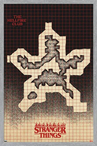 Vista 15 de Trends International Netflix Stranger Things: Season 4 - Póster de pared con mapa de Hellfire Club, 14.725 x 22.375 pulgadas, versión enmarcada