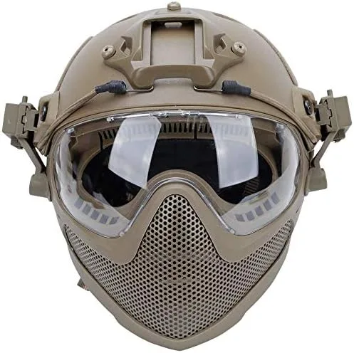 Vista 13 de PJ - Casco táctico rápido, casco protector de piloto, casco de paintball Airsoft con máscara extraíble y gafas