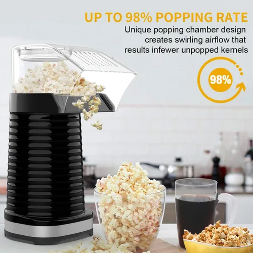 Vista 4 de SLENPET Máquina de palomitas de maíz de aire caliente, máquina eléctrica de palomitas de maíz de 1200 W, certificado ETL, tasa de estallido del 98%