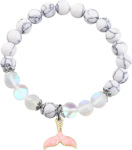 Vista 2 de FUSTMW Pulsera de cola de pez, regalo para amantes de los peces, joyería de cola de playa, ballena, delfín, pulsera con encanto de pez oceánico