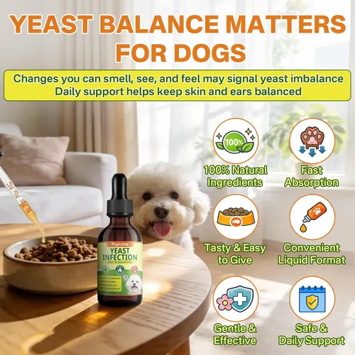 Vista 6 de puyrzoe Tratamiento natural de infección por levaduras para perros, picazón en las orejas, piel, patas y alivio de alergias, tratamiento de levadura