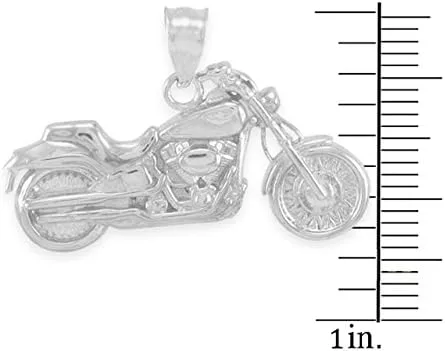 Vista 3 de Collar con colgante de motocicleta de plata de ley 925