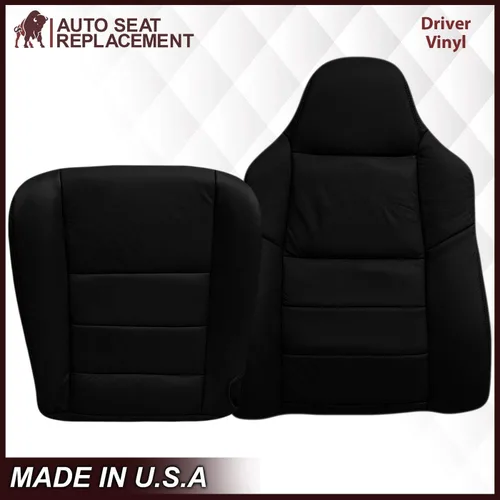 Vista 4 de 2003 2004 2005 2006 2007 Ford F250 F350 Lariat Funda de Asiento de Cuero Sintético Reemplazo, Fundas de Asiento de Vinilo para Ford F250 F350 Negro