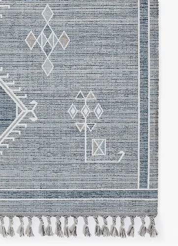 Vista 4 de Momeni Rabat - Alfombra de diseño marroquí, azul, 7'10" X 10'2