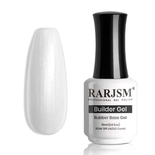 Vista 8 de RARJSM - Gel constructor para uñas, perla azul, gel duro en botella, con brillo de concha de sirena, perlas azules, estructura de extensión gruesa
