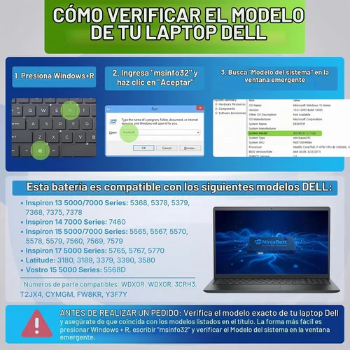 Vista 2 de Batería NinjaBatt para Dell WDX0R P69G Inspiron 15/13 5000/7000 Series 5570 5567 7579 5578 5568 7569 5579 5565 7573 7378 5378 7368 5379 5368 7375