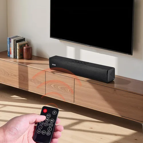 Vista 8 de VEVOR Barra de sonido para Smart TV, canal 2.0, barra de sonido compacta de 17 pulgadas para proyector, conexión AUX Bluetooth, control remoto
