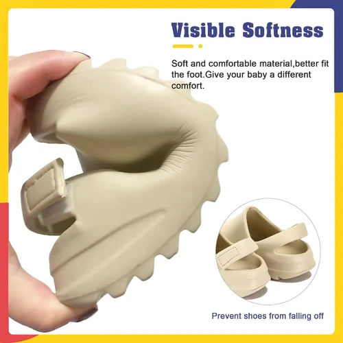 Vista 5 de AIMINUO Sandalias de verano para niños pequeños, sandalias antideslizantes para la ducha, playa, piscina, sandalias blancas para niños y niñas