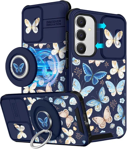 Vista 11 de Funermei Funda para teléfono Samsung Galaxy A15 5G - [2 en 1] Funda para teléfono de mujeres lindas chicas, diseño femenino de mariposa negra