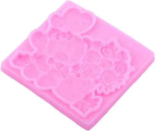 Vista 24 de ZiXiang - Molde de fondant de perlas de silicona para oso, juego de 5 Ball Pearl Semi Sphere Chocolate Molds Teddy Bear Cake Decorating Cupcake
