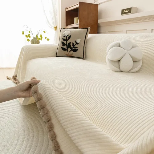 Vista 18 de HANDONTIME Fundas de Sofá Sillón Funda de Sofá Boho para Perros Caqui Funda de Sofá con Borlas Silla Reclinable Funda de Futón Lavable 1 Cojín Sofá