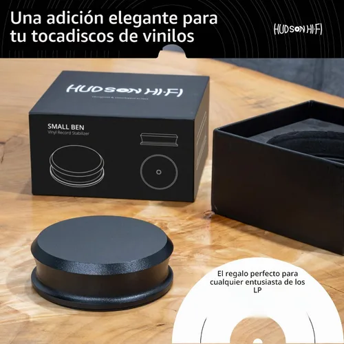 Vista 6 de Hudson Hi-Fi SmallBen - Estabilizador de peso con almohadilla protectora de cuero, peso de vinilo de 9 onzas, estabilizador LP duradero y elegante