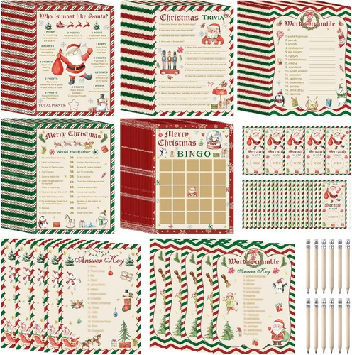 Vista 8 de Harloon Juego de 172 piezas de juegos de Acción de Gracias con lápices para familia y adultos, pavo, otoño, calabaza, búsqueda de palabras, juego