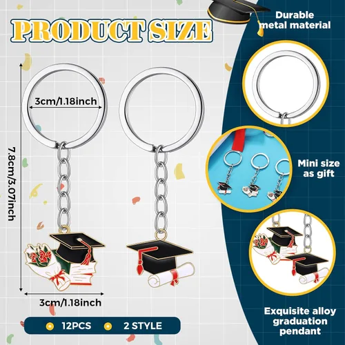 Vista 2 de Ecally 12 llaveros de graduación para la clase de 2023, regalo inspirador de graduación para mujeres y hombres