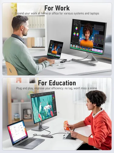 Vista 6 de Adaptador multipuerto USB C, estación de acoplamiento HDMI 7 en 1 4K 60Hz, 100 W PD, ranuras SD/TF 3.0, 2 puertos de datos USB 3.0 y USB C 3.0 de 5