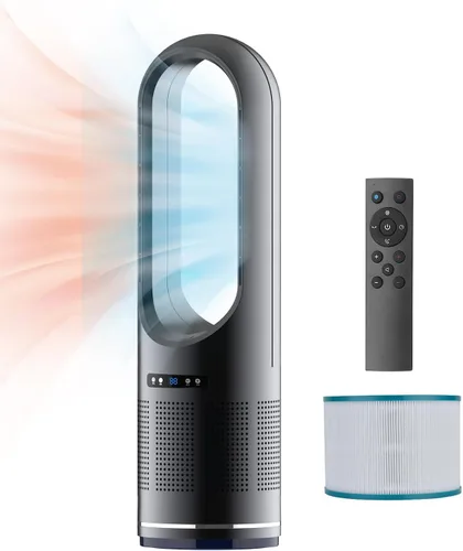 Vista 13 de Ventilador sin aspas, ventilador de torre de enfriamiento de 22 pulgadas con oscilación de 80° y control remoto, temporizador de 9H, 8 velocidades