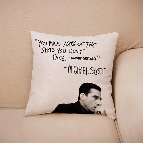Vista 3 de Funda de almohada decorativa con cita de granja, divertida funda de cojín de Michael Scott, decoración cuadrada de temporada para el hogar, sofá