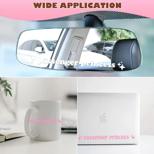 Vista 5 de Aolamegs Paquete de 3 Calcomanías de Princesa Pasajera, Lindas Calcomanías de Vinilo para Ventana y Espejo Retrovisor, Accesorios Divertidos