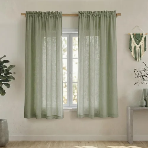 Vista 58 de Mrs.Naturall - Cortinas transparentes con bolsillo para barra de 36x63 pulgadas de lino mezclado negro