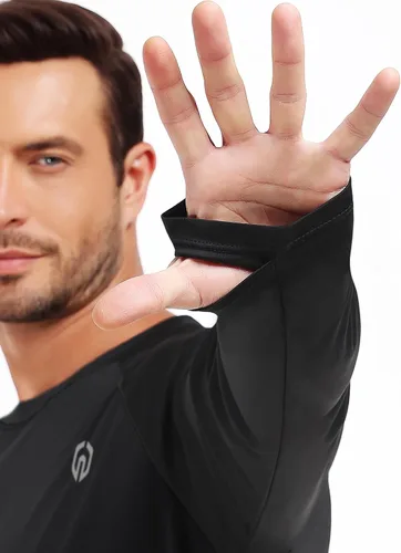 Vista 2 de NELEUS Camisas Deportivas de Manga Larga para Hombre, Transpirables, para Correr