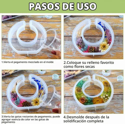 Vista 4 de Molde de resina epoxi de silicona hidropónica al por mayor Marco redondo Diseño nórdico Florero Planta Florero Molde de hormigón con botellas
