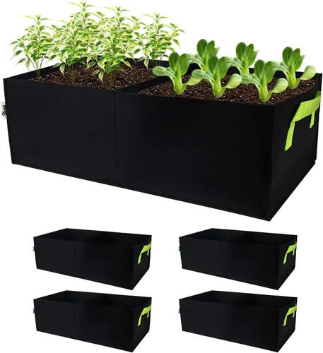 Vista 6 de Bolsas de cultivo de plantas, paquete de 2, 38 galones, 3 agujeros rectangulares Plantación elevada de tela, transpirable, para papa, tomate