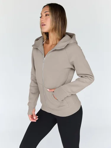 Vista 81 de Trendy Queen Sudaderas con capucha y cremallera para mujer, chaquetas de vellón, talla extragrande, moda de otoño e invierno