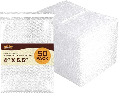 Vista 19 de The Boxery Bolsas de burbujas autoadhesivas transparentes de 3 x 5 pulgadas, paquete de 50
