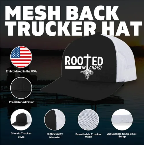 Vista 3 de Sombrero de camionero con diseño de cruz de fe cristiana para hombre