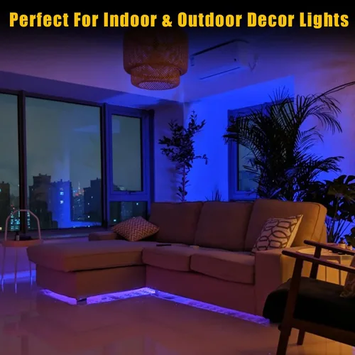 Vista 4 de YM E-Bright Tiras de luces LED azules de 16.4 pies para dormitorio, hogar, cocina, barco, marino, interior, exterior, IP68 impermeable, 5 metros