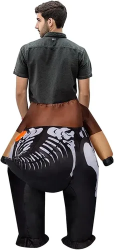 Vista 4 de Skeleton Dinosaur Inflatable Costume Ride On Halloween Costumes Blow up Costumes Cosplay Unisex For AdultKids