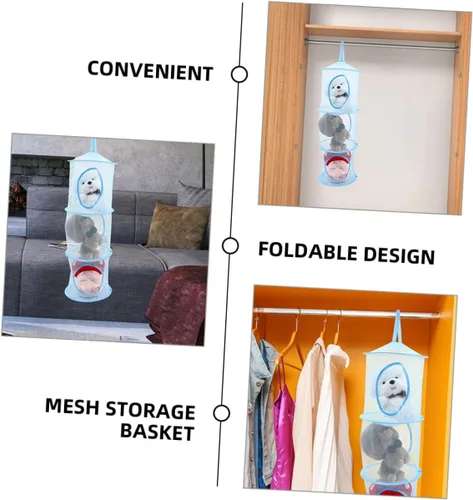 Vista 9 de Hemoton 2 redes de almacenamiento de animales de peluche, organizadores plegables para habitación de niños y niñas, prácticas hamacas colgantes