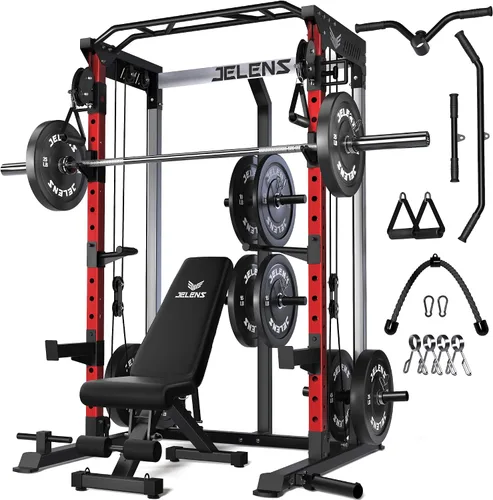 Vista 33 de C21 Power Cage 2000LBS Multi-Function Power Rack with Independent Dual Pulley System, All-in-One Squat Rack for Cable Crossover, Home Gym Workout