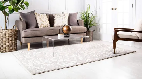 Vista 2 de Unique Loom Colección Rushmore Alfombra de Área - Taft (2' x 3' 1" Rectángulo, Blanco Nieve/Beige)